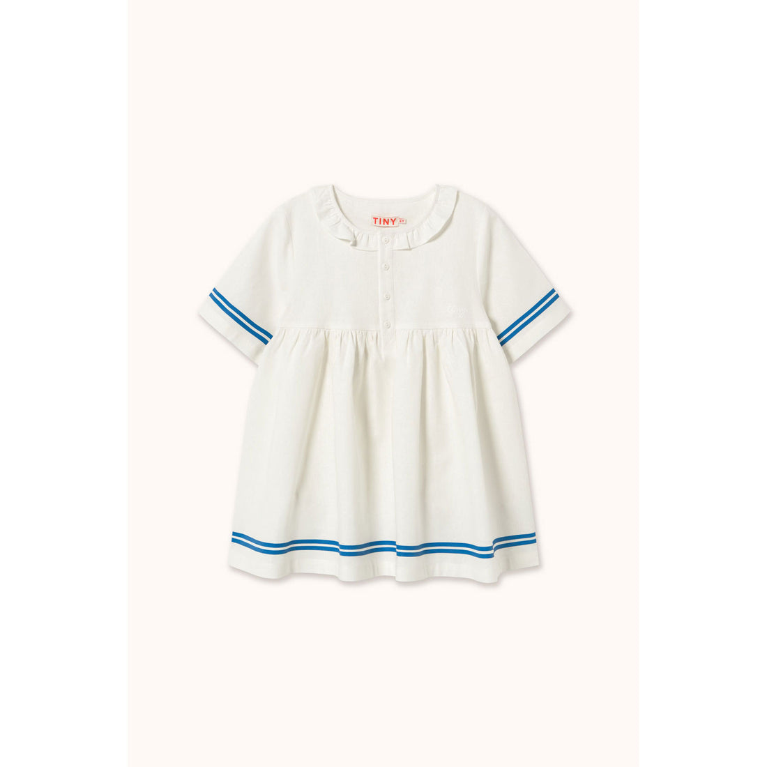Tiny Cottons Off-White Stripes Frilled Dress