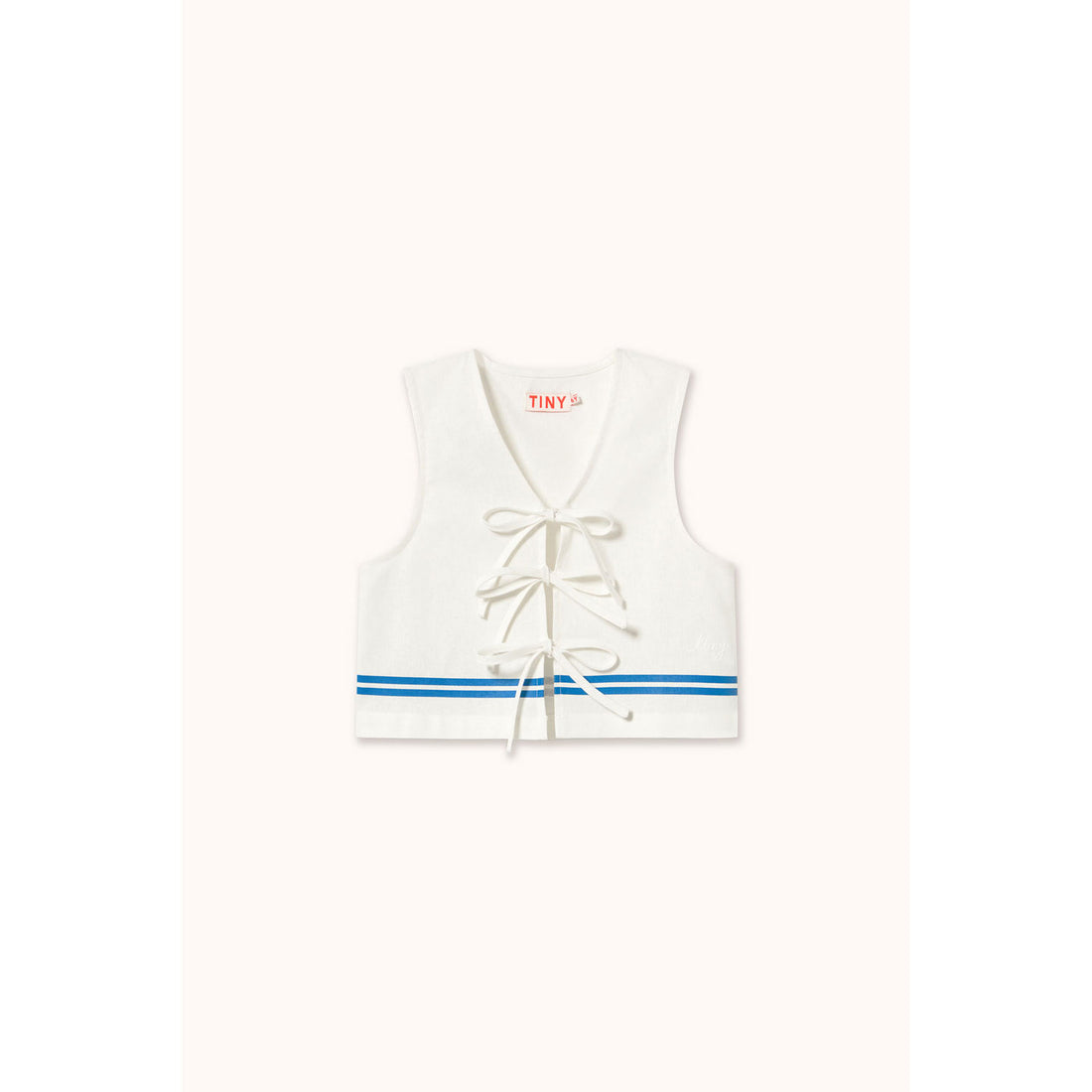 Tiny Cottons Off-White Stripes Woven Vest