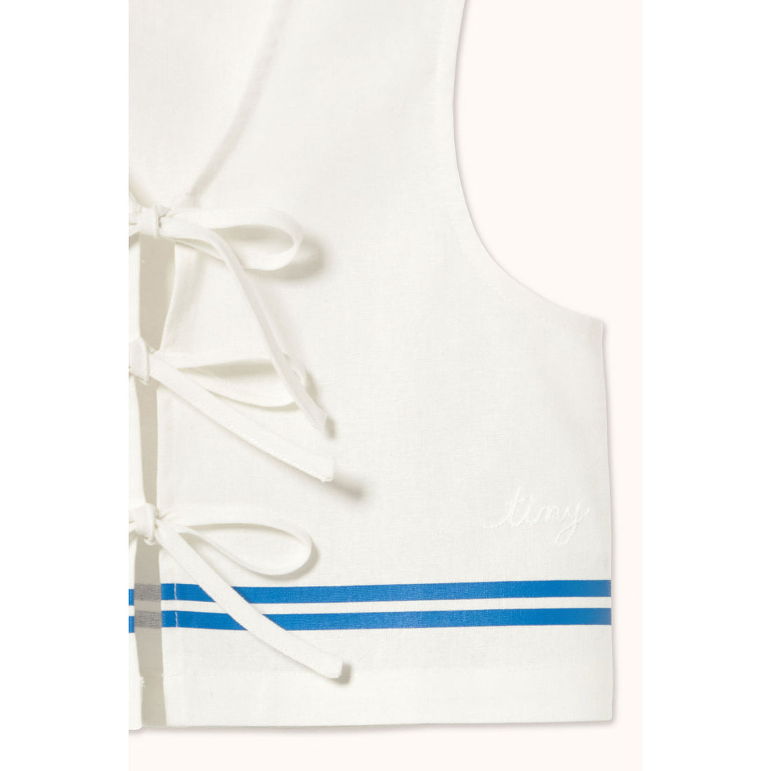 Tiny Cottons Off-White Stripes Woven Vest