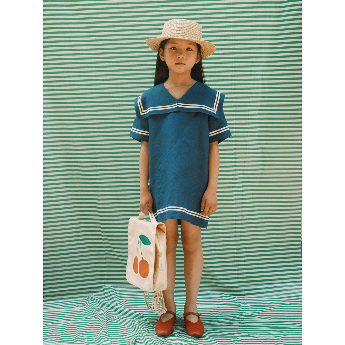 Tiny Cottons Light Navy Stripes Tiny Dress