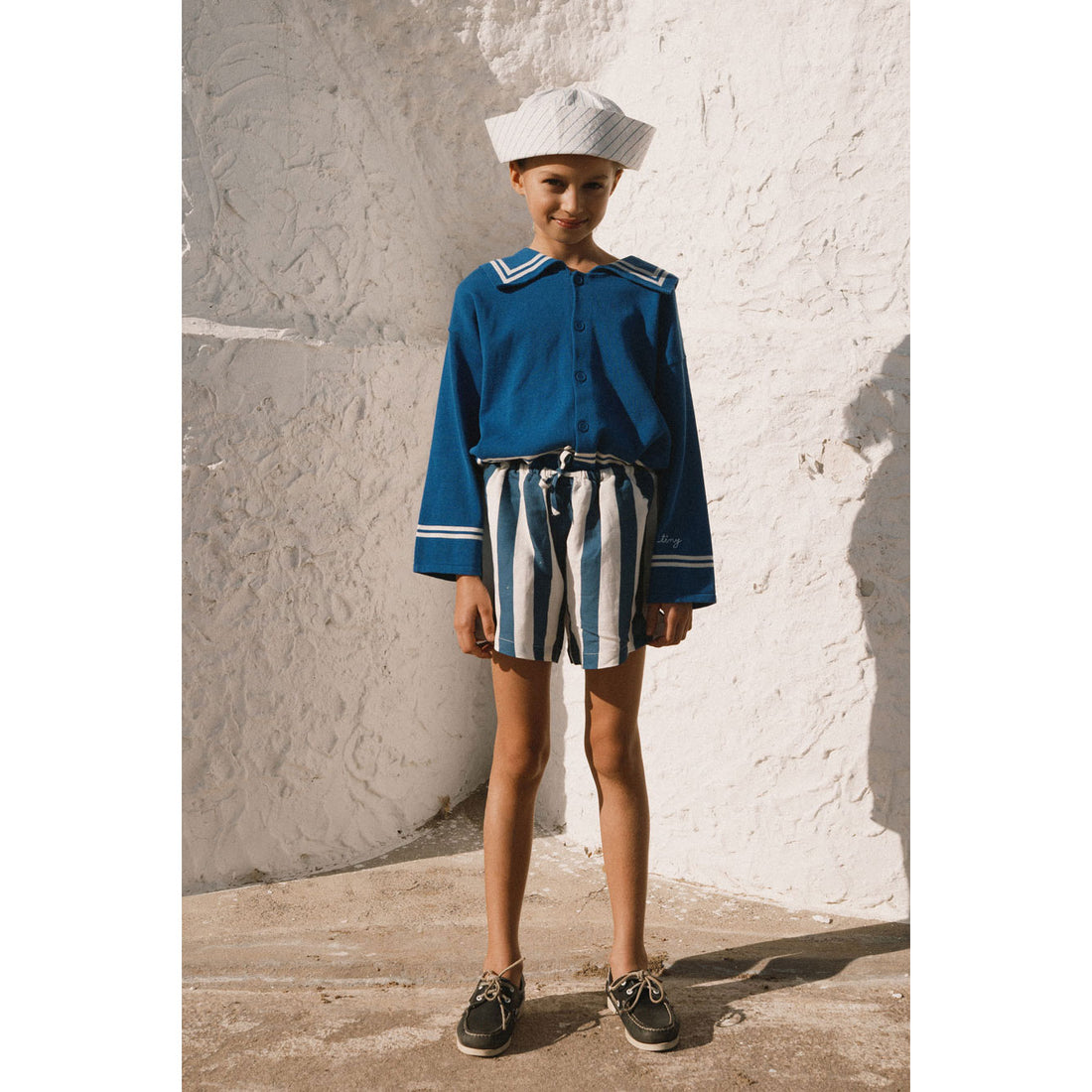 Tiny Cottons Light Navy Stripes Shorts