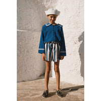 Tiny Cottons Light Navy Stripes Shorts