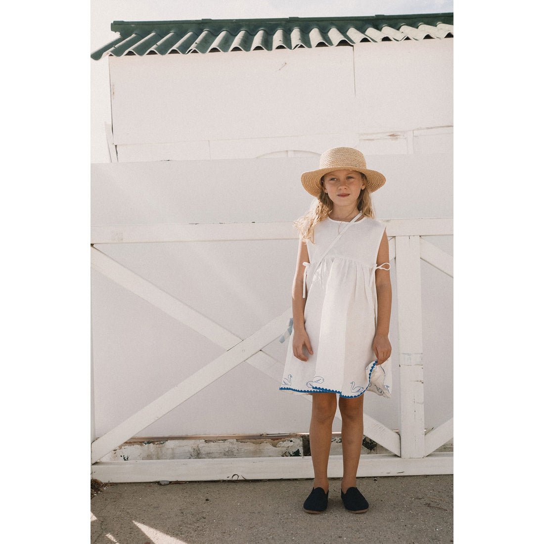 Tiny Cottons Off-White Swans Bows Dress