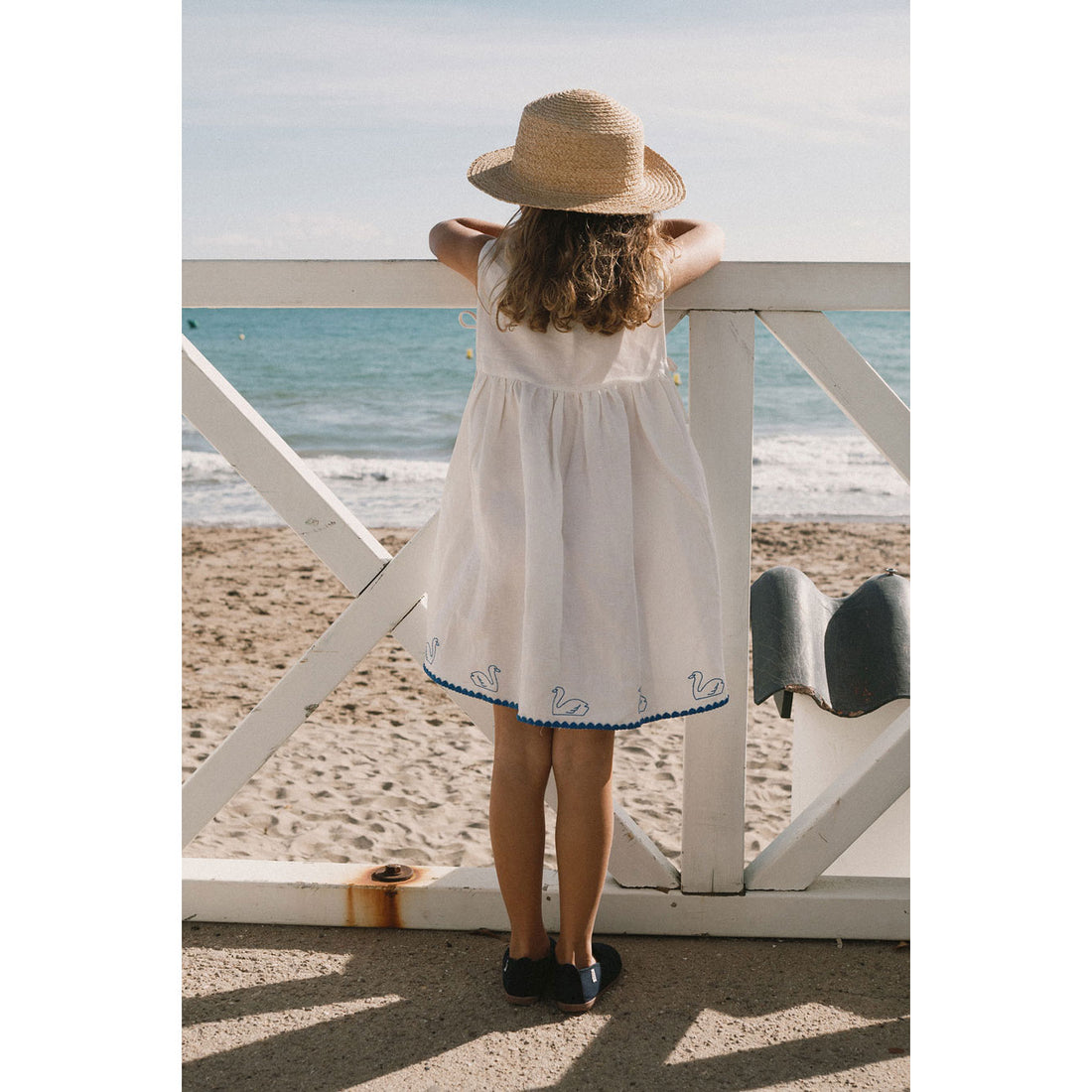 Tiny Cottons Off-White Swans Bows Dress