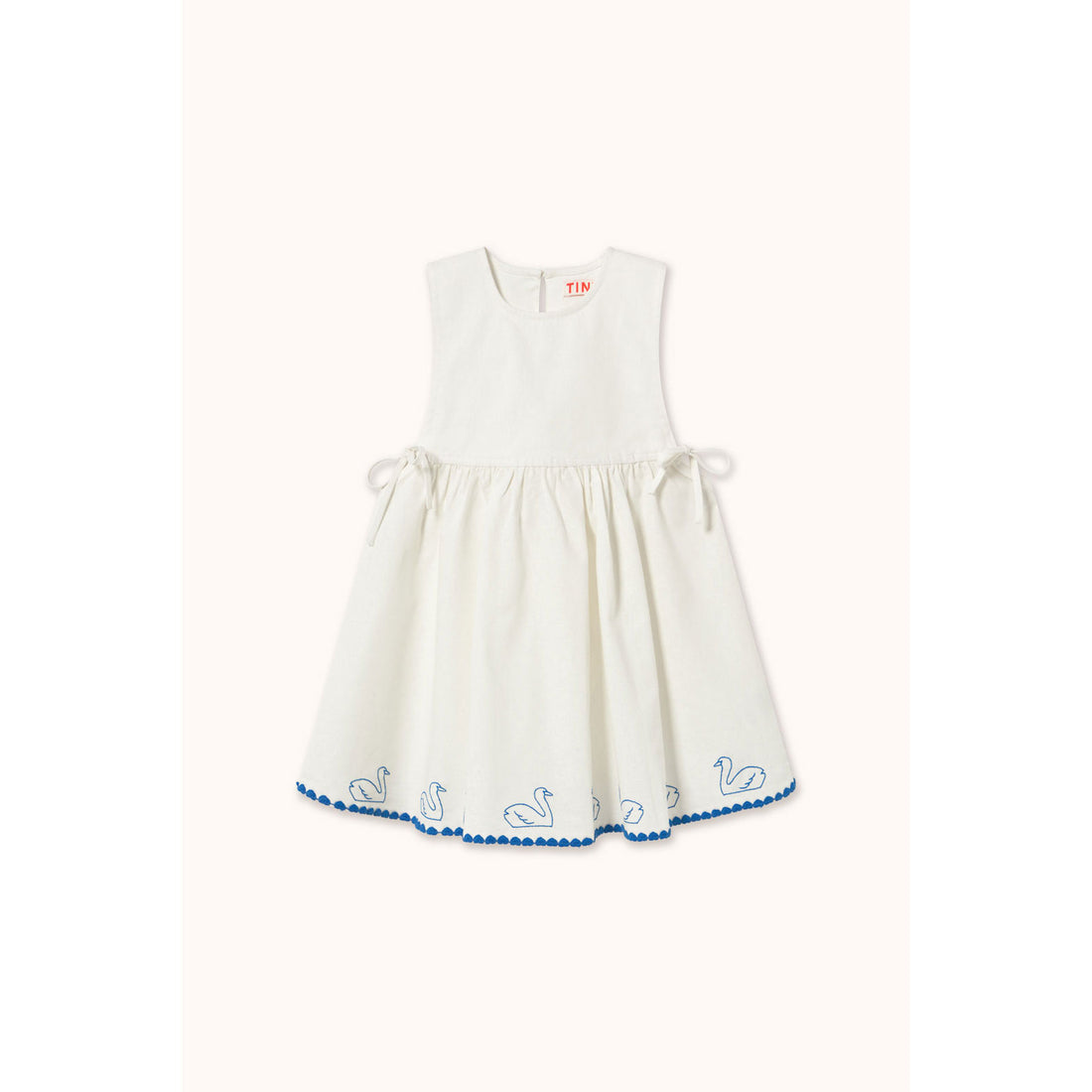 Tiny Cottons Off-White Swans Bows Dress