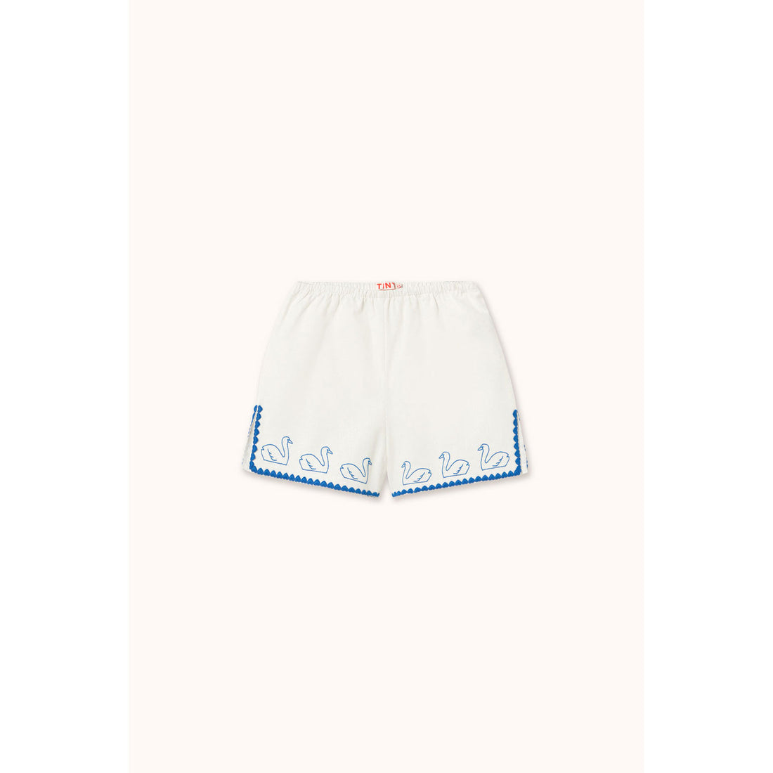 Tiny Cottons Off-White Swans Linen Shorts