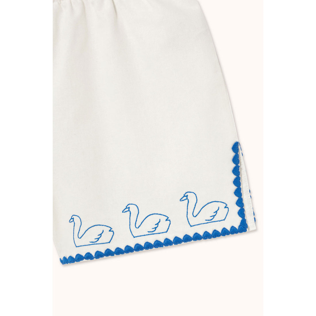 Tiny Cottons Off-White Swans Linen Shorts