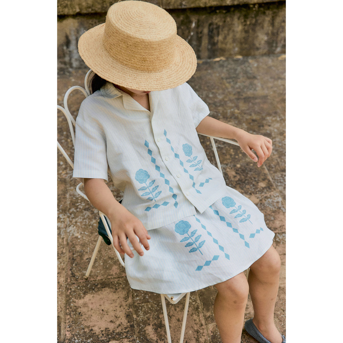 Tiny Cottons Ice Blue Flower Shirt