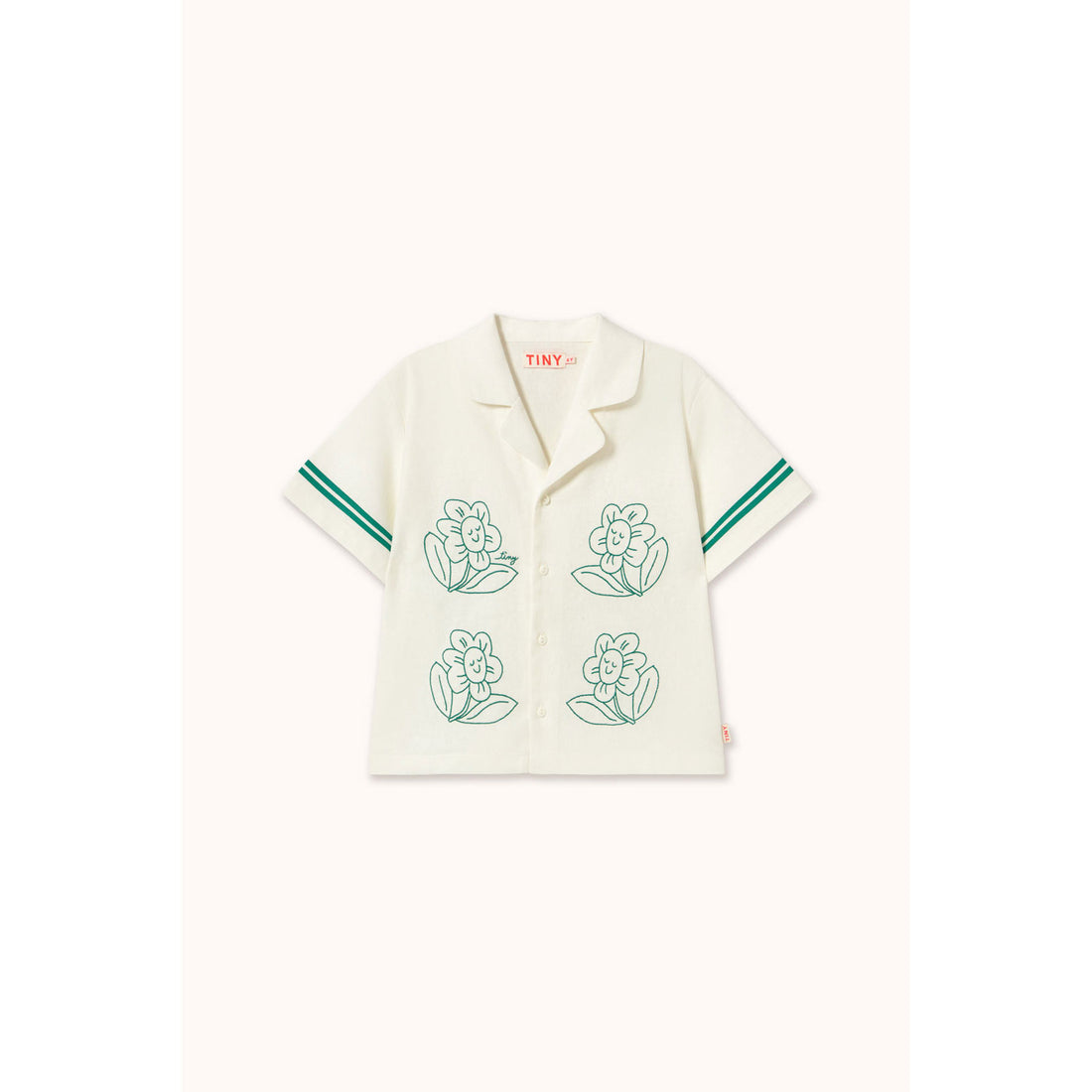 Tiny Cottons Off-White Daisies Linen Shirt