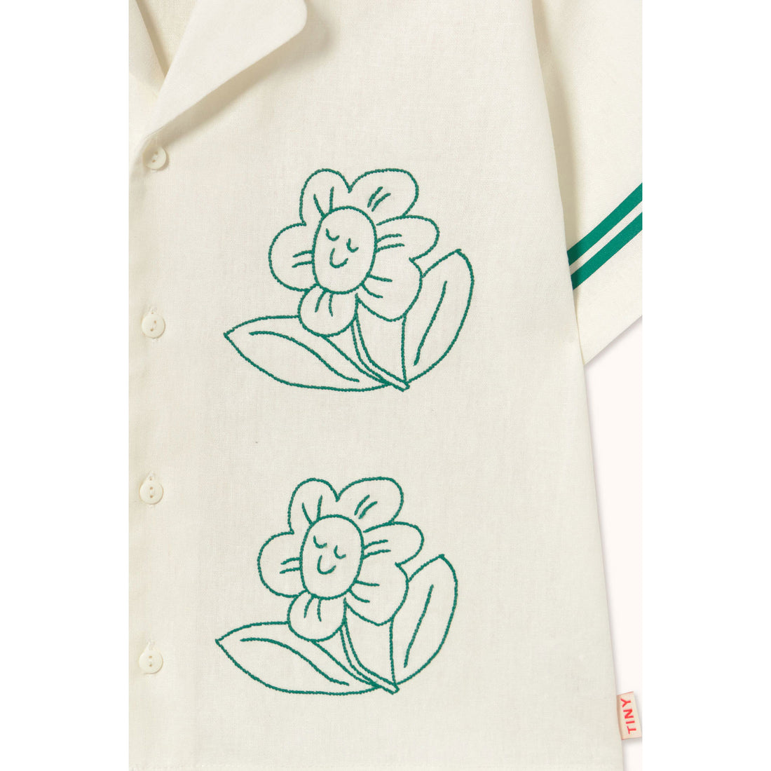 Tiny Cottons Off-White Daisies Linen Shirt