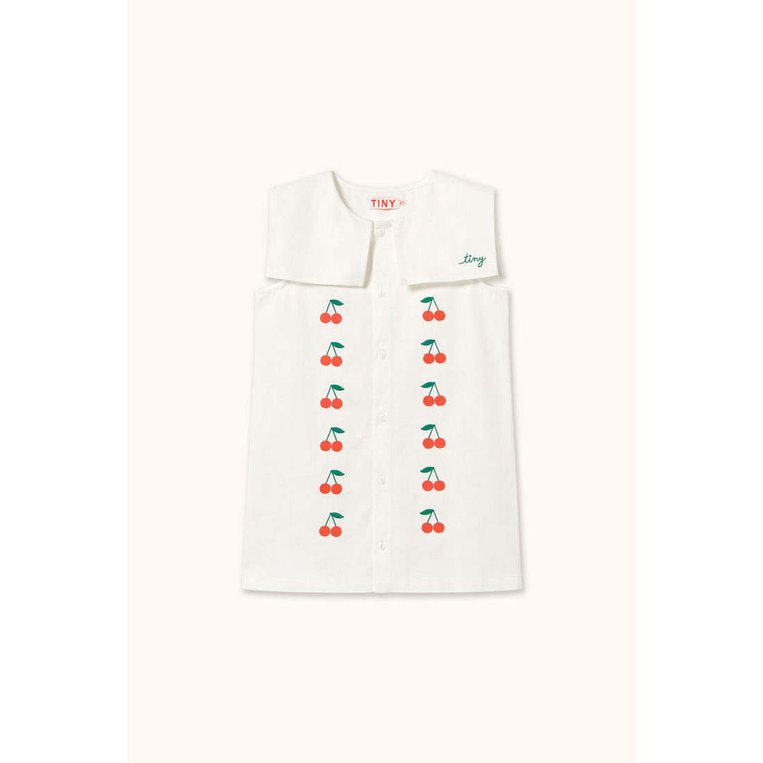 Tiny Cottons Off-White Mini Cherries Twill Dress