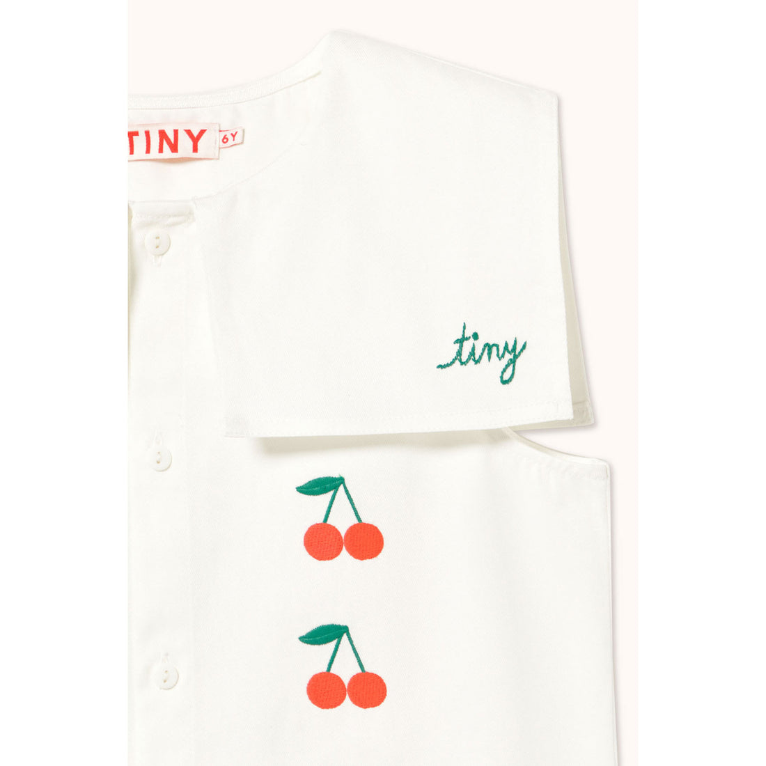Tiny Cottons Off-White Mini Cherries Twill Dress
