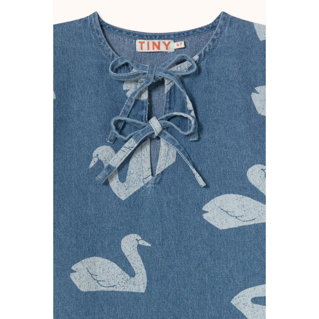 Tiny Cottons Wash Denim Big Swans Dress