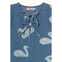 Tiny Cottons Wash Denim Big Swans Dress