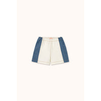 Tiny Cottons Off-White Color Block Denim Short