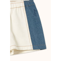 Tiny Cottons Off-White Color Block Denim Short