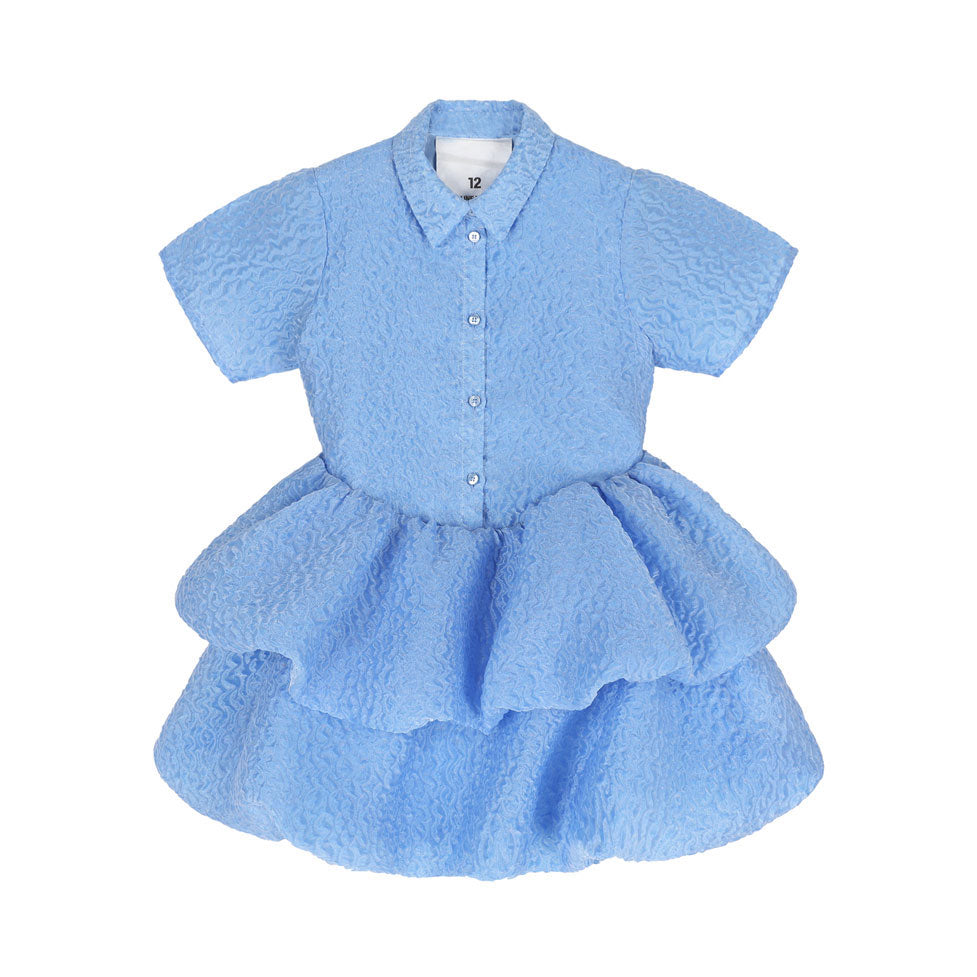 Caroline Bosmans Blue Mat Wrinkle Dress