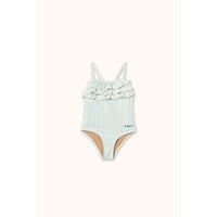 Tiny Cottons Light Cyan  Fine Stripes Swimsuit