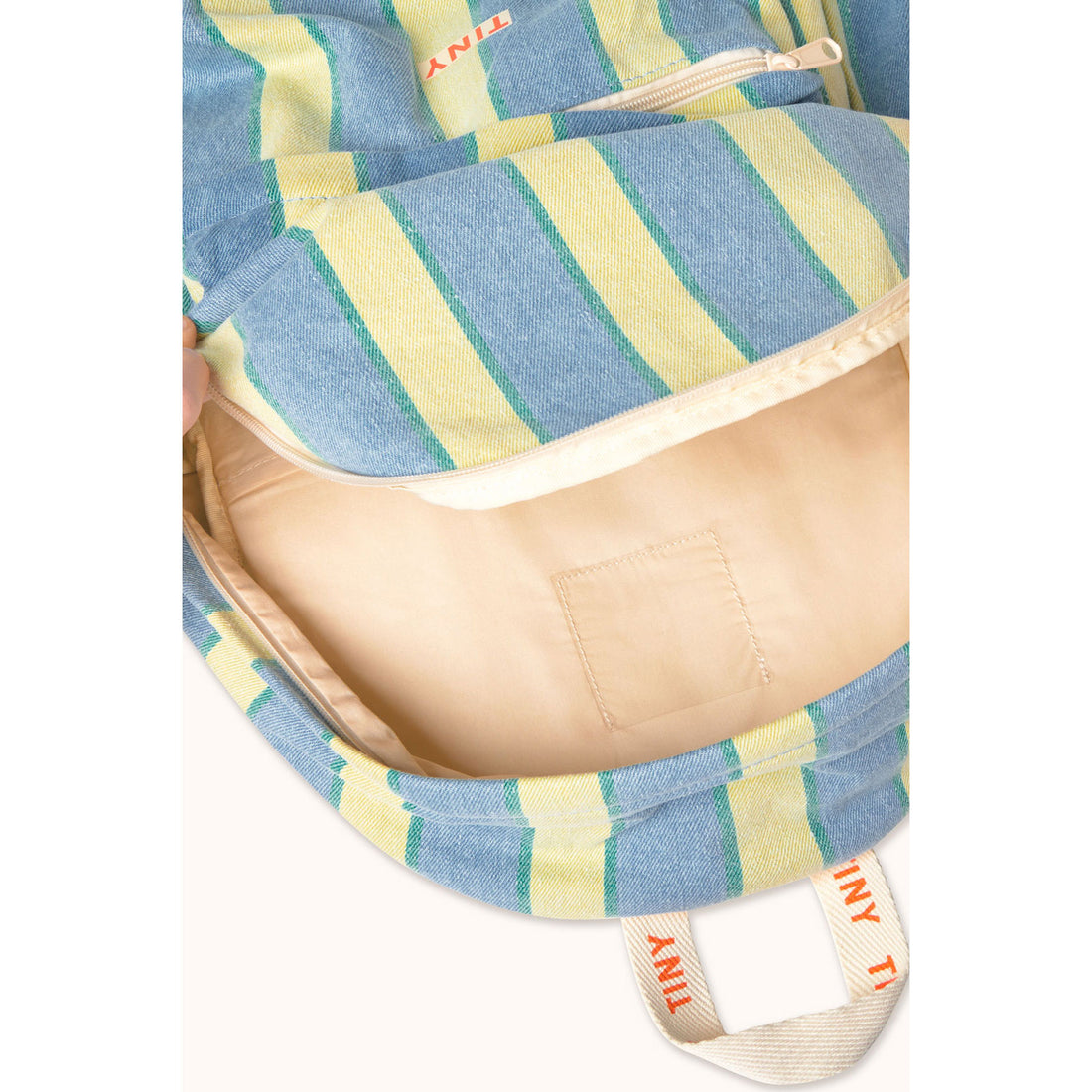 Tiny Cottons Light Wash Denim Retro Stripes Backpack