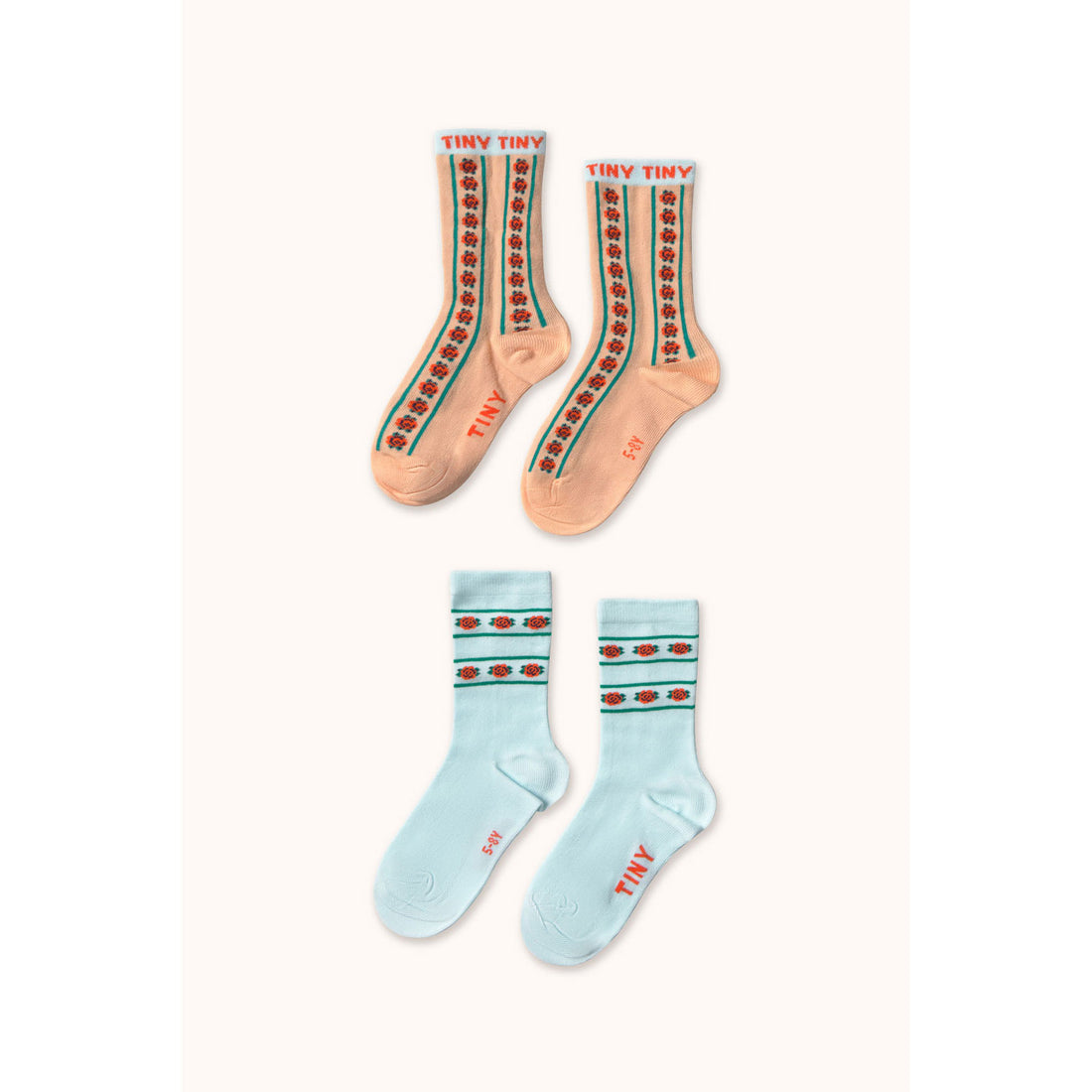 Tiny Cottons Wild Rose/Ice Blue Roses Medium Socks
