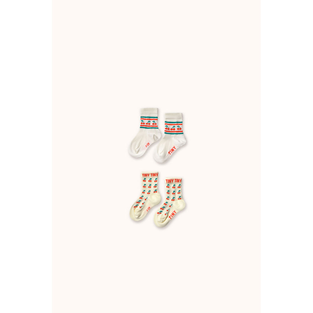 Tiny Cottons Dusty Yellow/Off-White Cherry Medium Socks