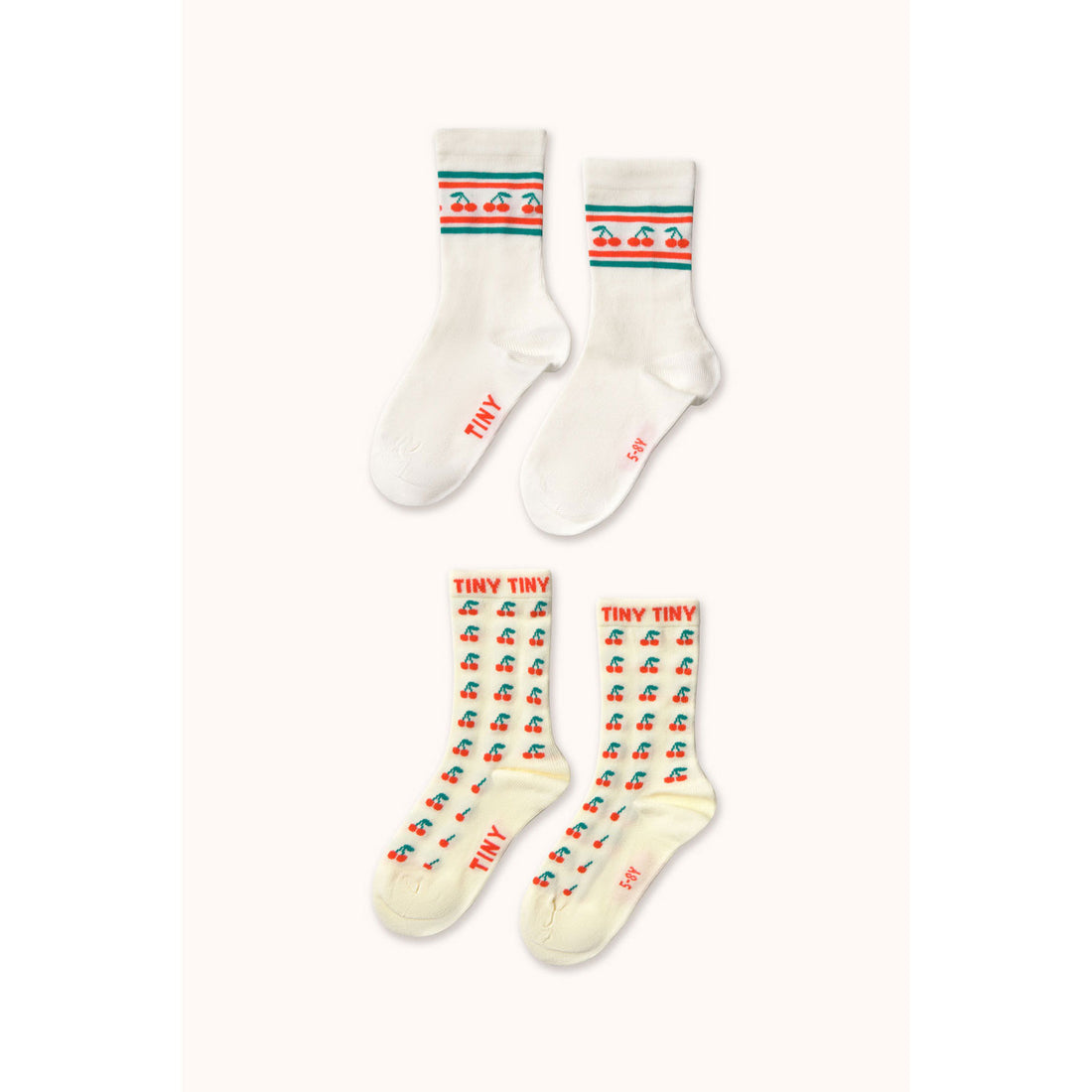 Tiny Cottons Dusty Yellow/Off-White Cherry Medium Socks