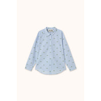 The Tiny Big Sister Washed Blue Mini Flowers Striped Shirt