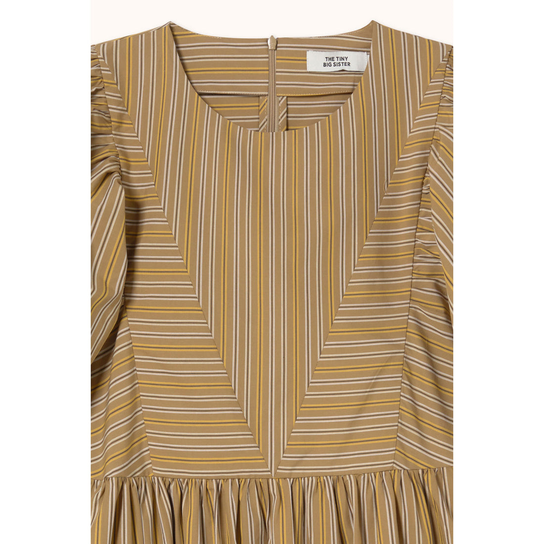 The Tiny Big Sister Light Brown Striped Dress