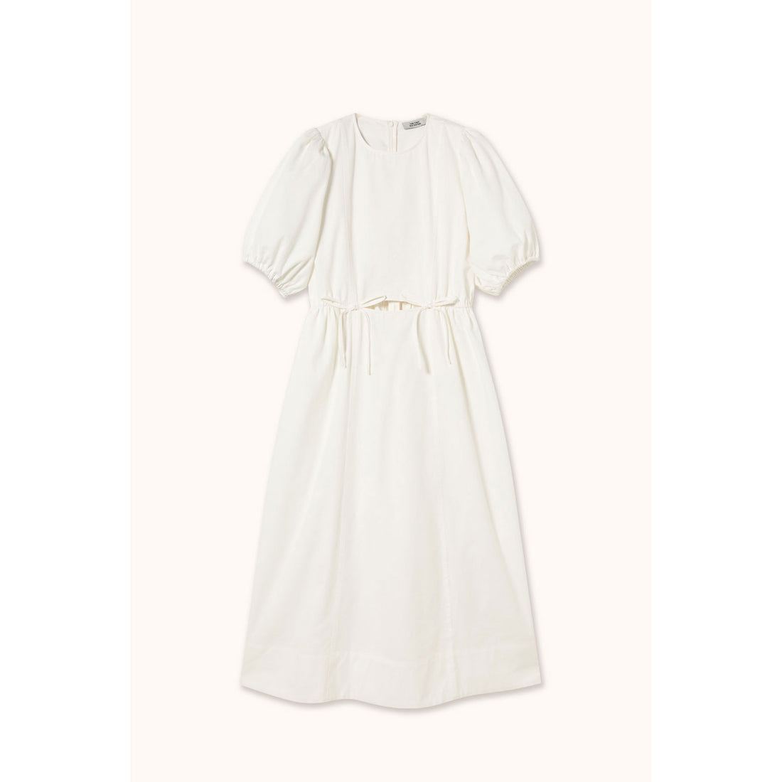 The Tiny Big Sister Off White Puff Sleeves Midi Dress