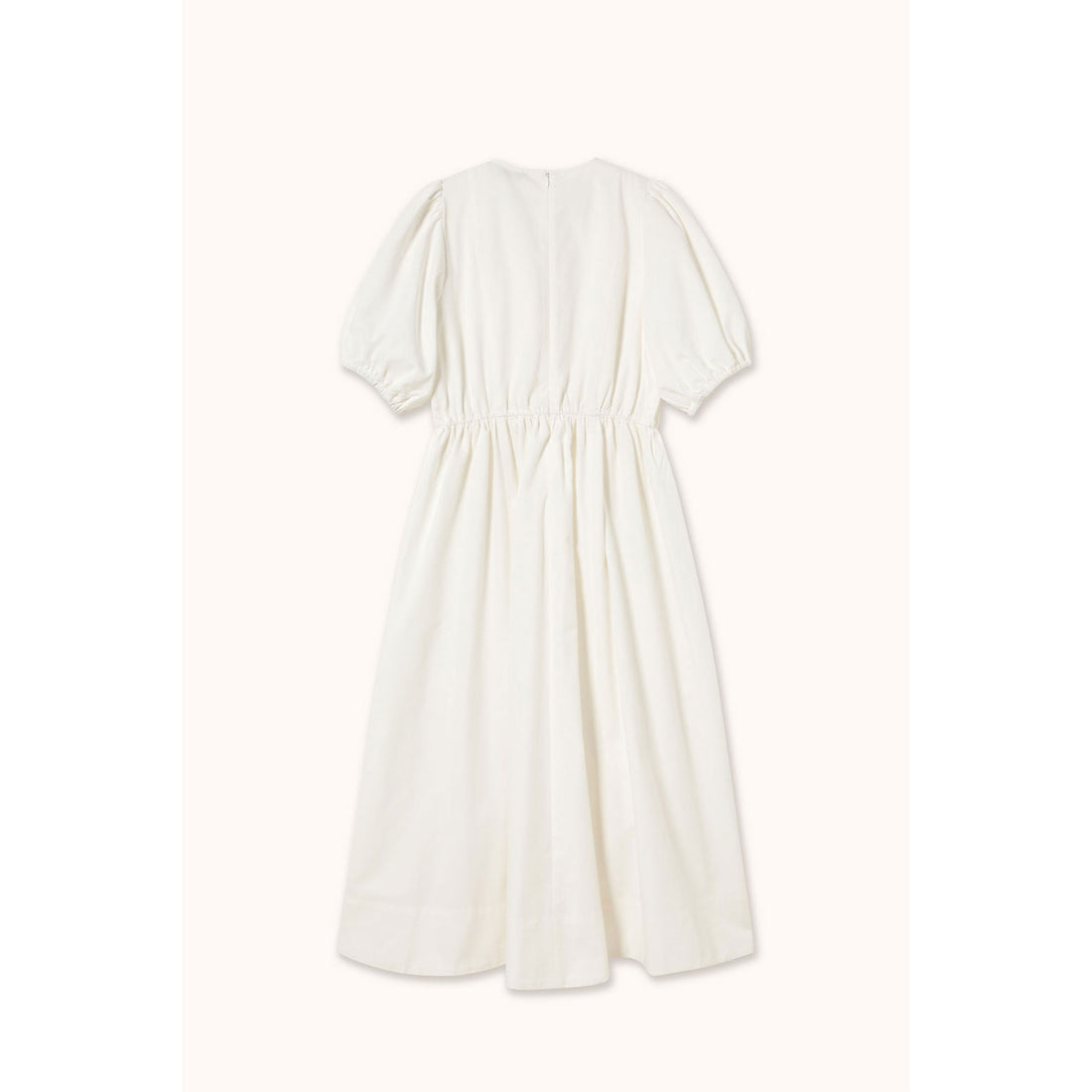 The Tiny Big Sister Off White Puff Sleeves Midi Dress