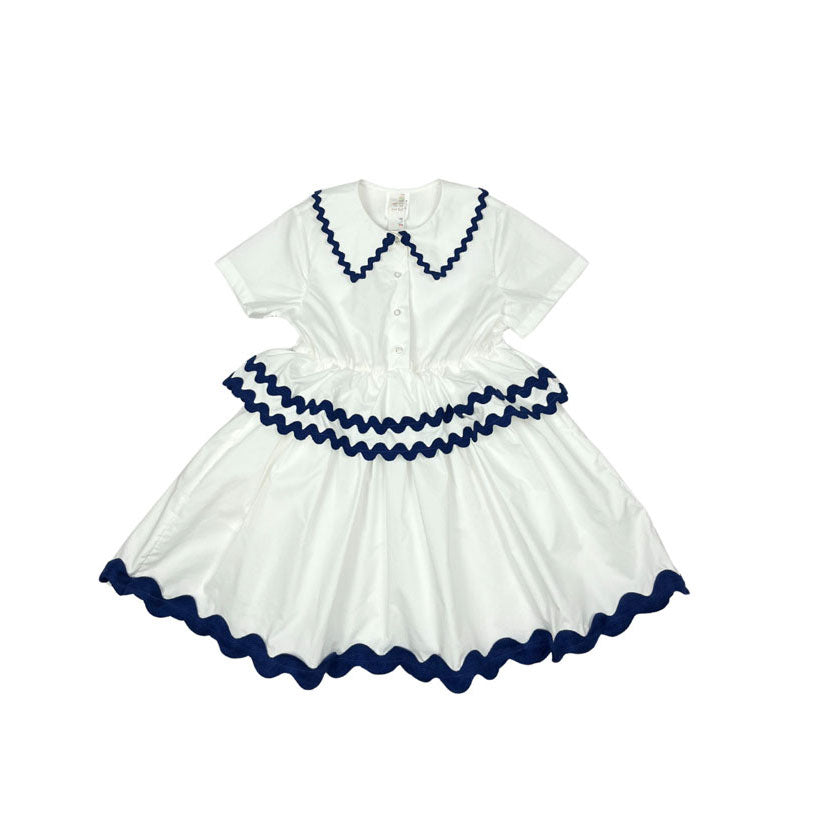 Tia Cibani Pearl Ric Rac Shirt Dress