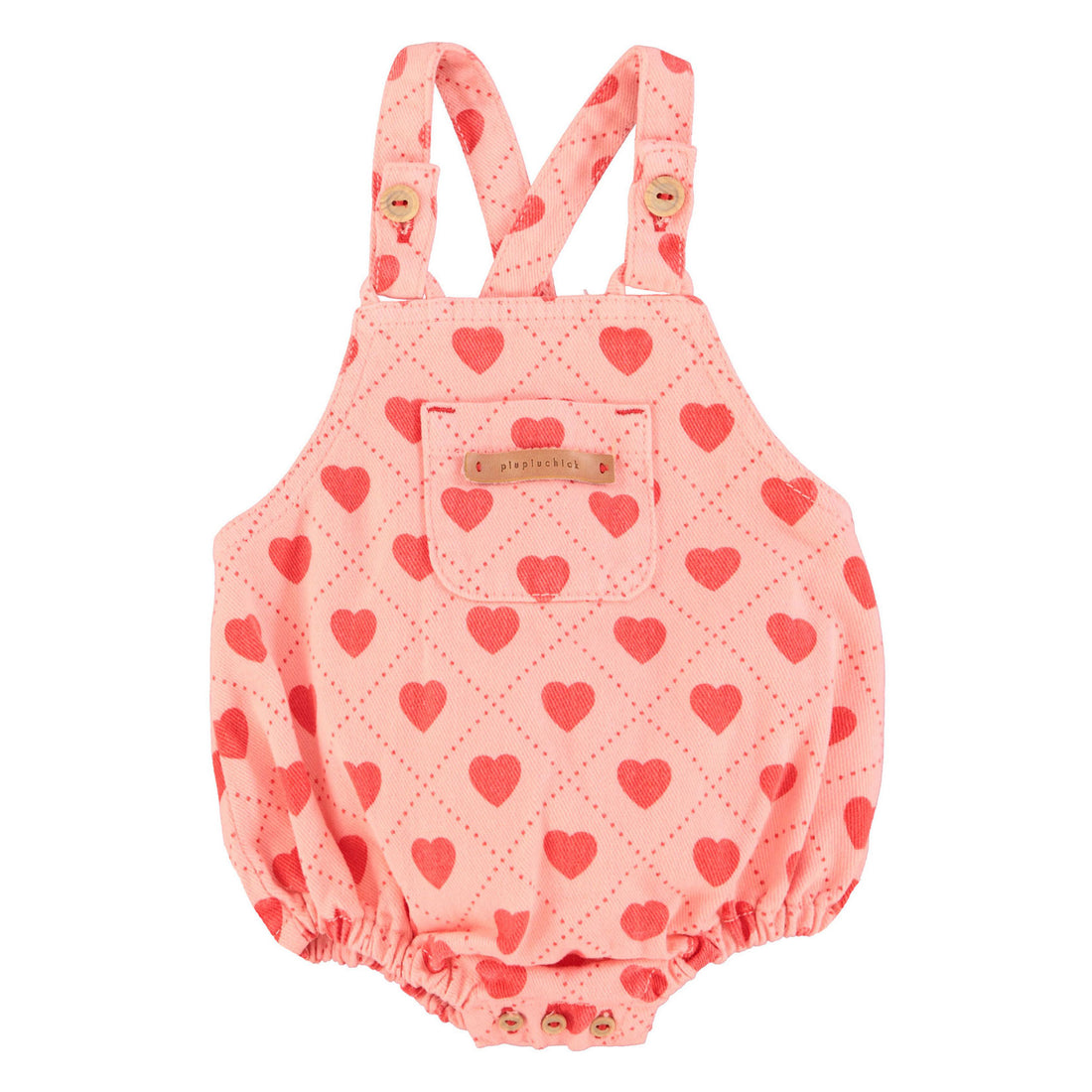 Piupiuchick Pink/Red Hearts All Over Romper
