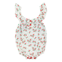 Piupiuchick Ecru/Red Flowers All Over Romper