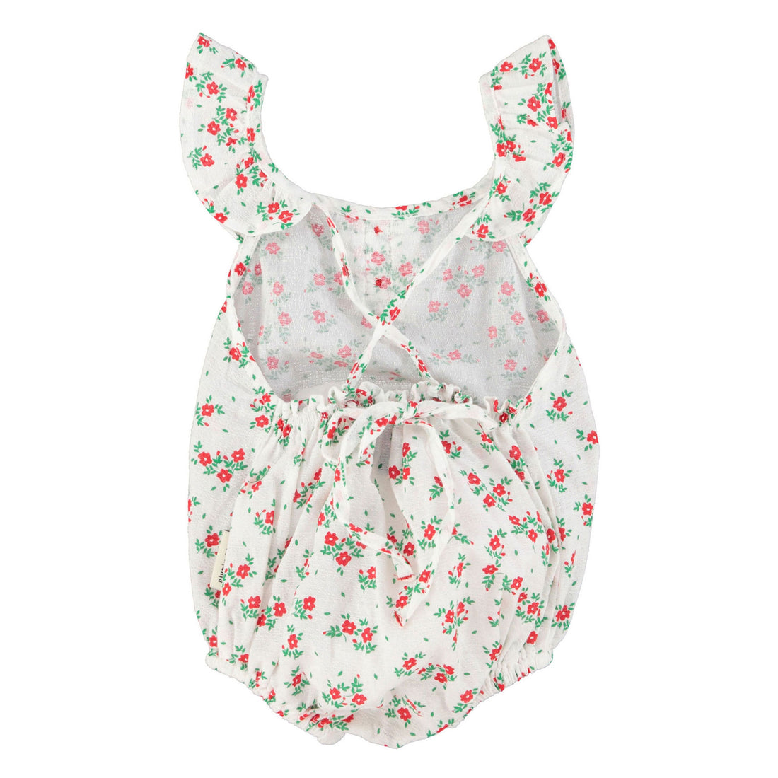 Piupiuchick Ecru/Red Flowers All Over Romper