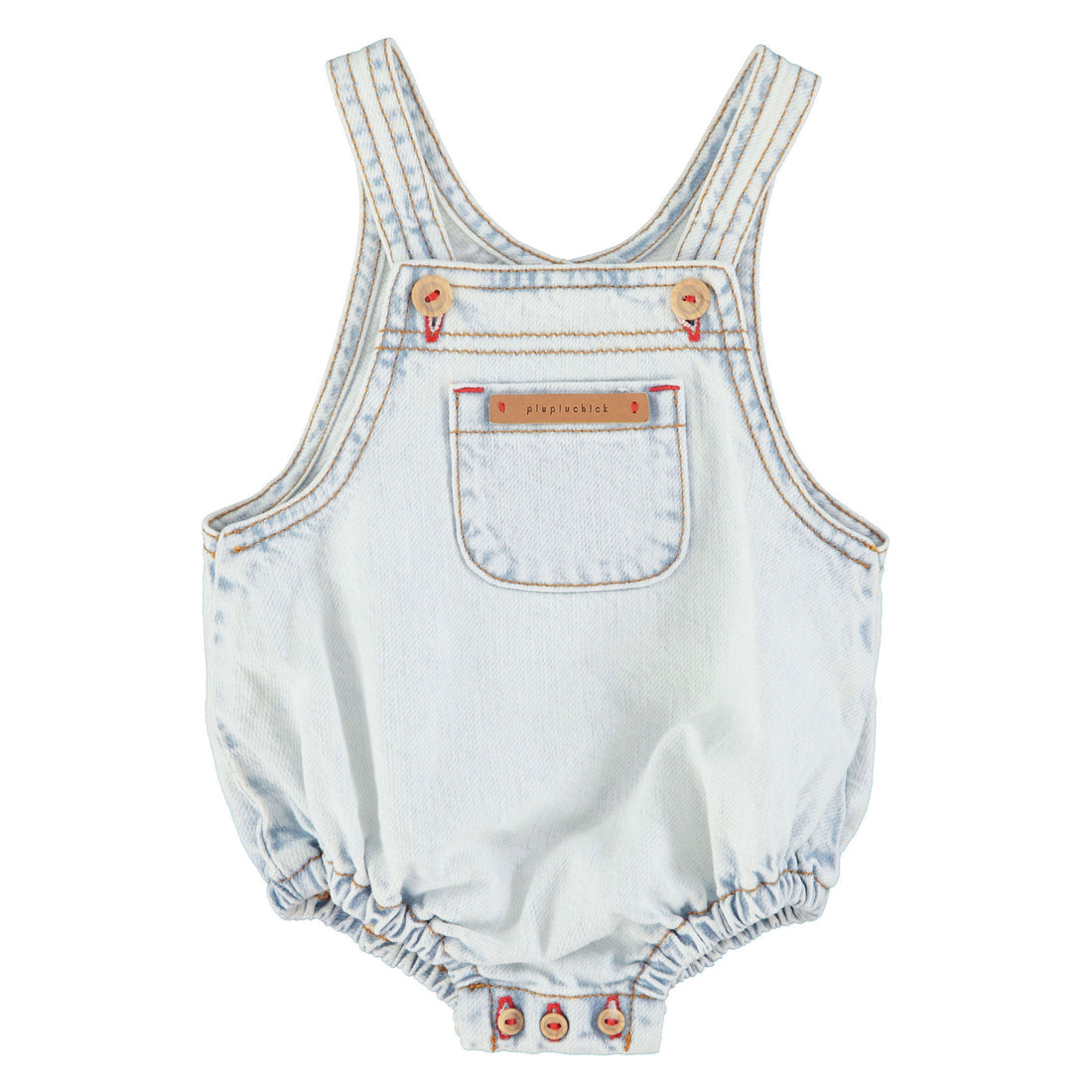 Piupiuchick Washed Light Blue Denim Romper