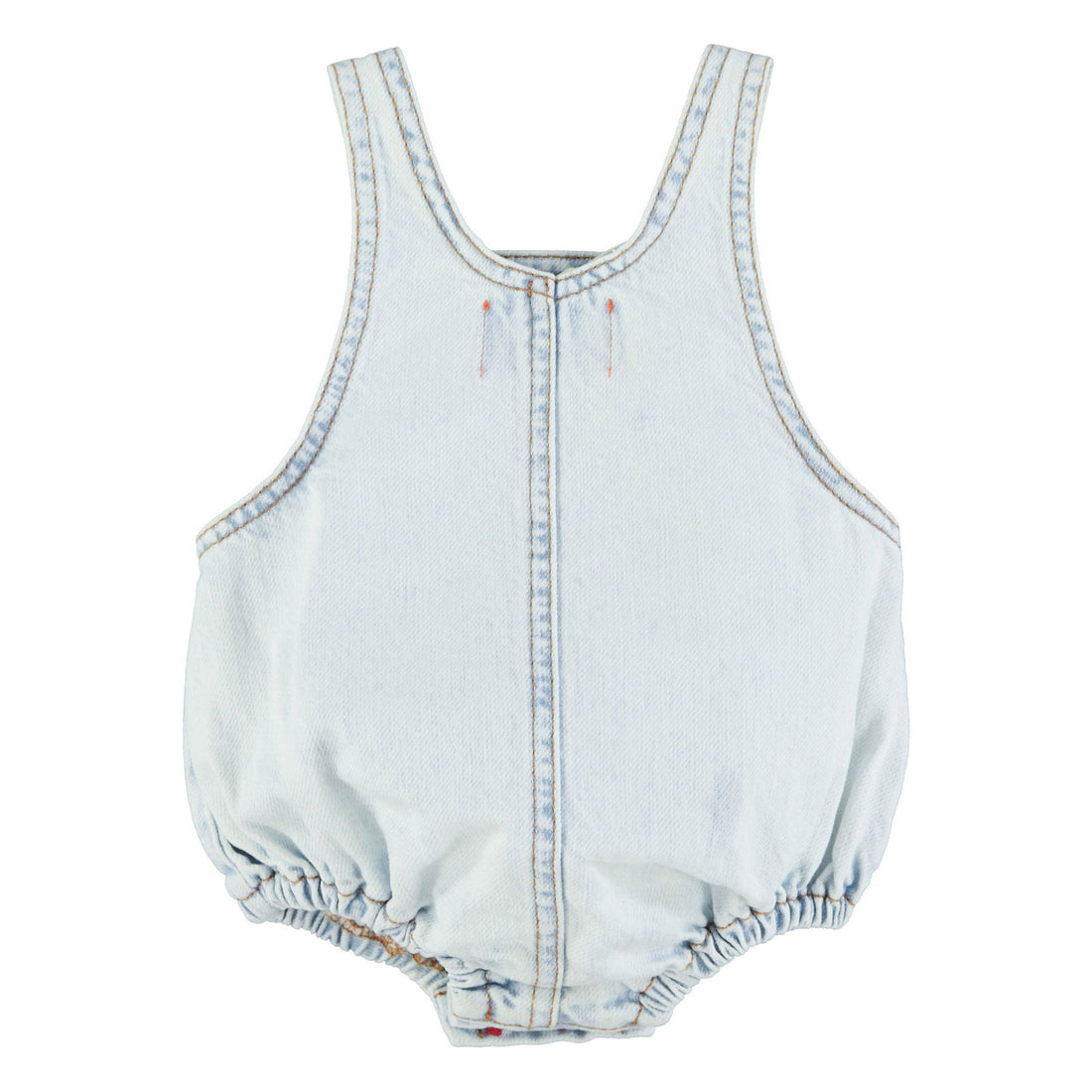 Piupiuchick Washed Light Blue Denim Romper