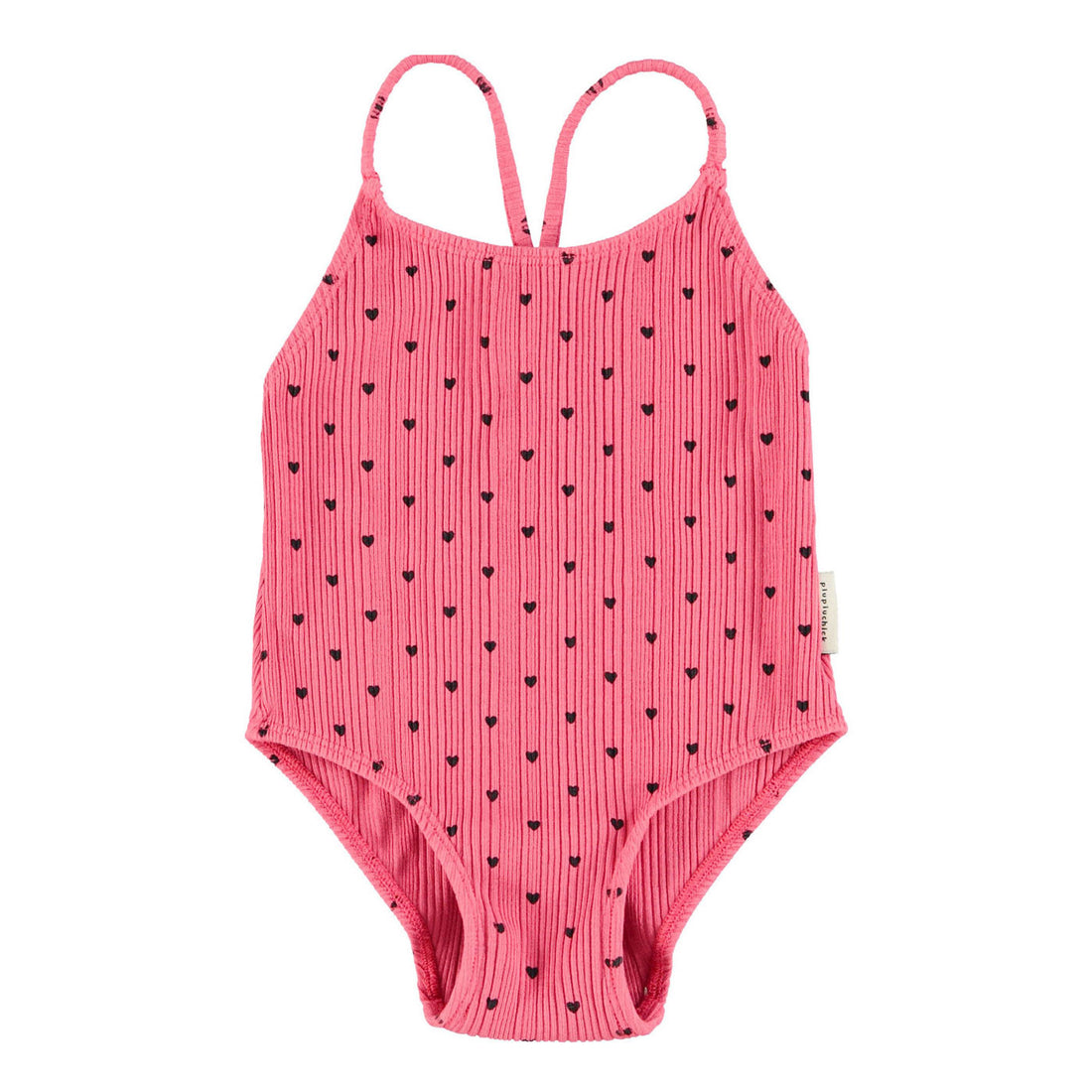 Piupiuchick Pink/Black Hearts All Over Swimsuit