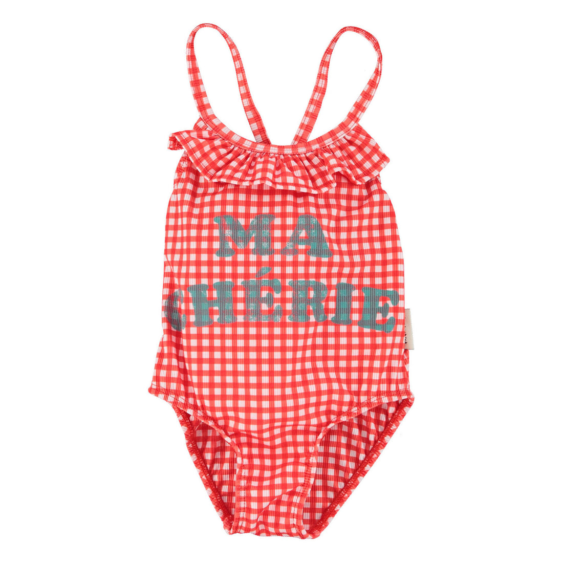 Piupiuchick Red Checkered "Ma Cherie" Print Swimsuit