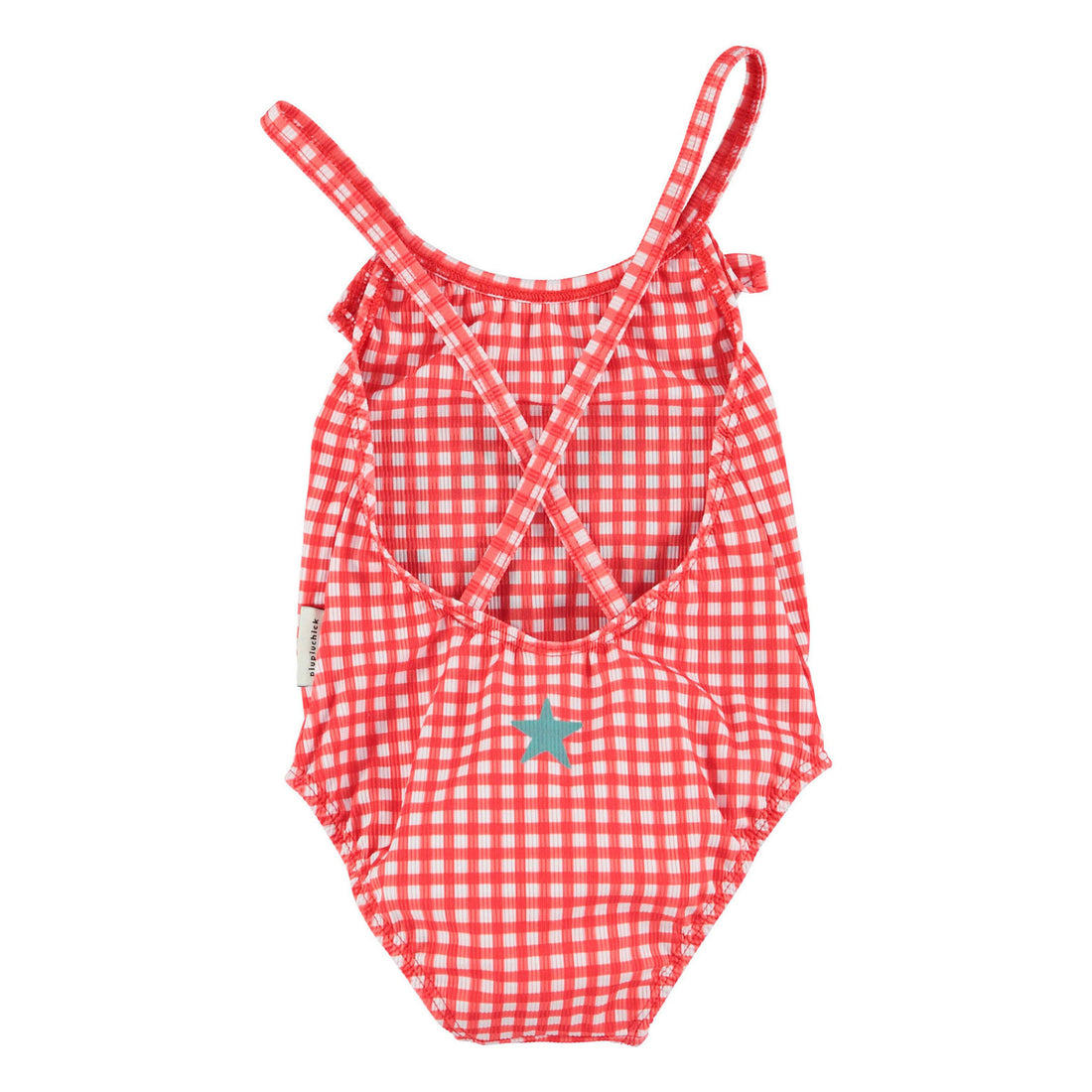 Piupiuchick Red Checkered "Ma Cherie" Print Swimsuit