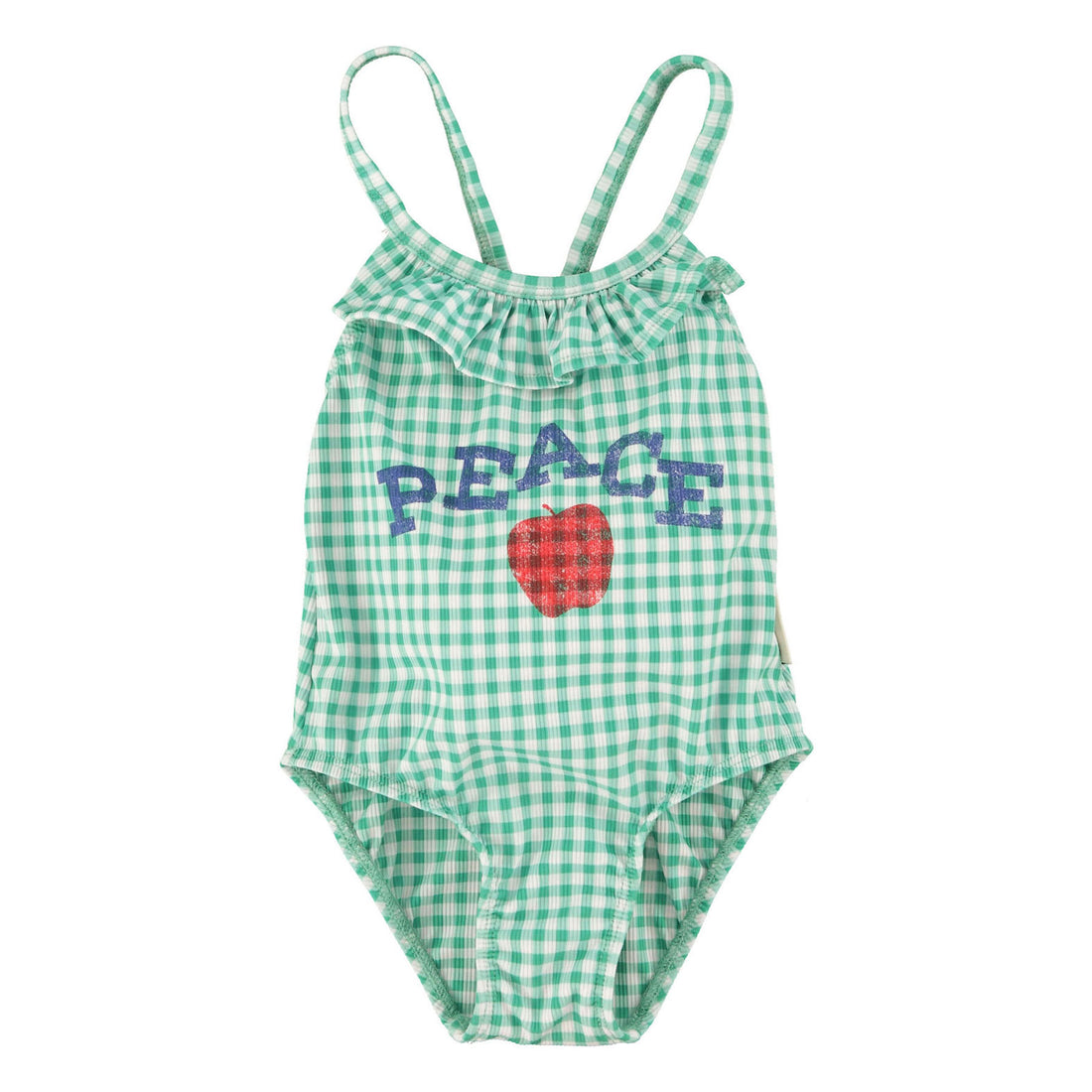Piupiuchick Green Checkered "Peace" Print Swimsuit