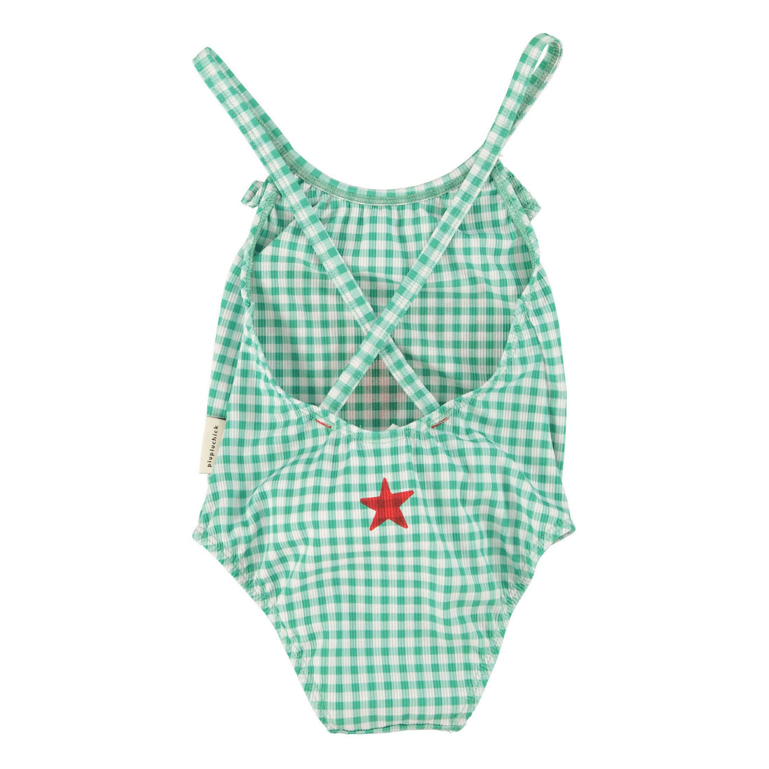 Piupiuchick Green Checkered "Peace" Print Swimsuit
