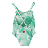 Piupiuchick Green Checkered "Peace" Print Swimsuit