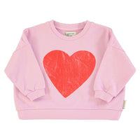 Piupiuchick Lilac/Red Heart Print Sweatshirt