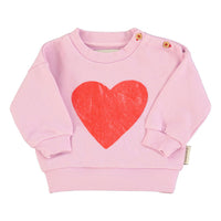Piupiuchick Lilac/Red Heart Print Baby Sweatshirt