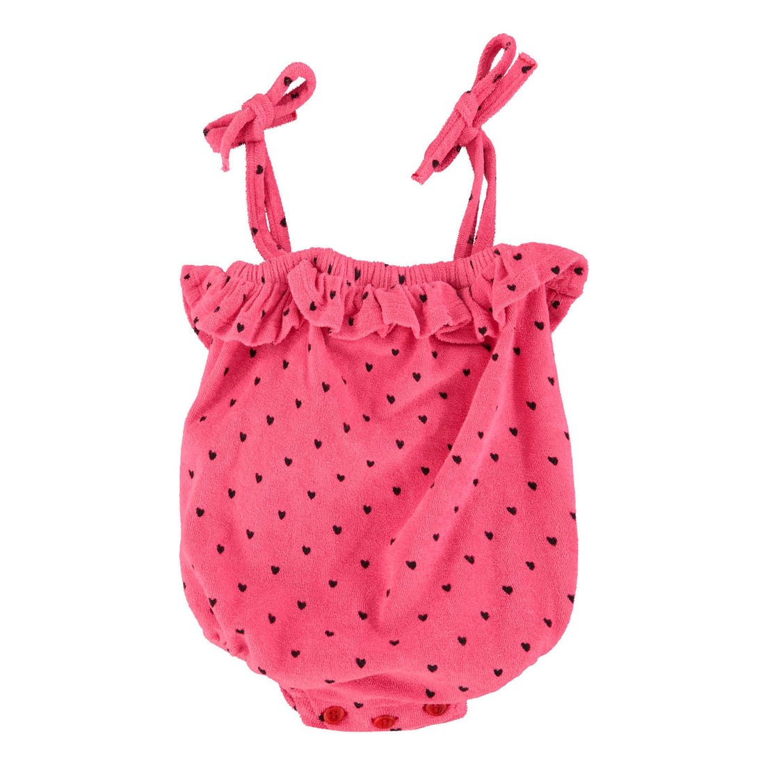 Piupiuchick Pink/Black Hearts All Over Baby Romper