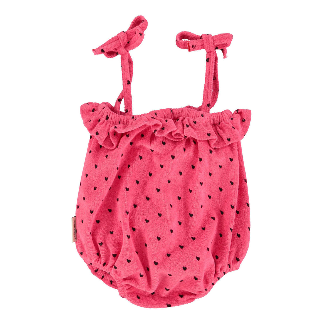 Piupiuchick Pink/Black Hearts All Over Baby Romper