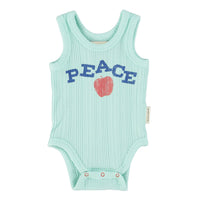 Piupiuchick Light Blue "Peace" Print Bodysuit