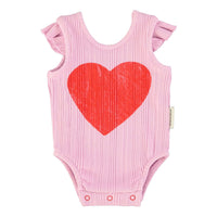 Piupiuchick Lilac/Red Heart Print Bodysuit