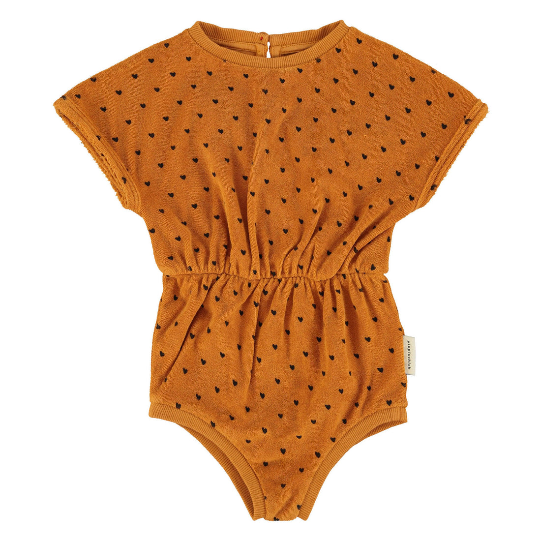Piupiuchick Camel/Black Hearts All Over Playsuit