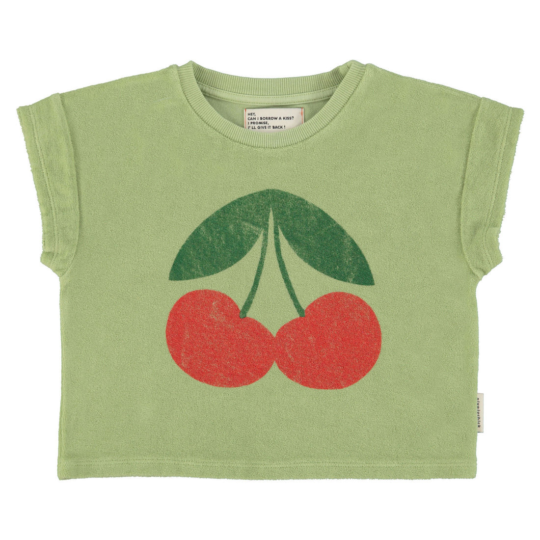 Piupiuchick Light Olive Cherry Print Baby T-Shirt
